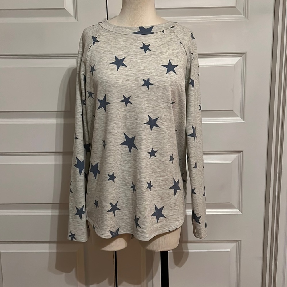 100% Cotton Grey Blue Star Soft Pullover